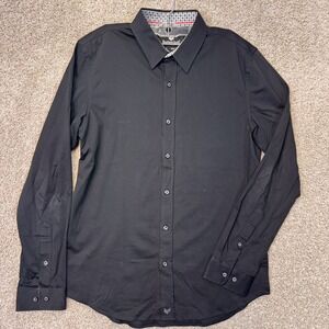 Buttercloth Shirt Mens L Slim Fit Black Long Sleeve Button-Down EUC